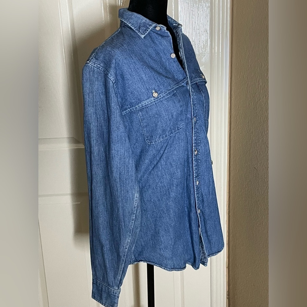Vintage Polo Ralph Lauren  Denim Shirt/rain Flap Med​​​​​​​​​​​​​ - Picture 5 of 13